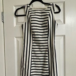 H&M sheath body con career sleeveless striped dress with back detail.  Size 4.
